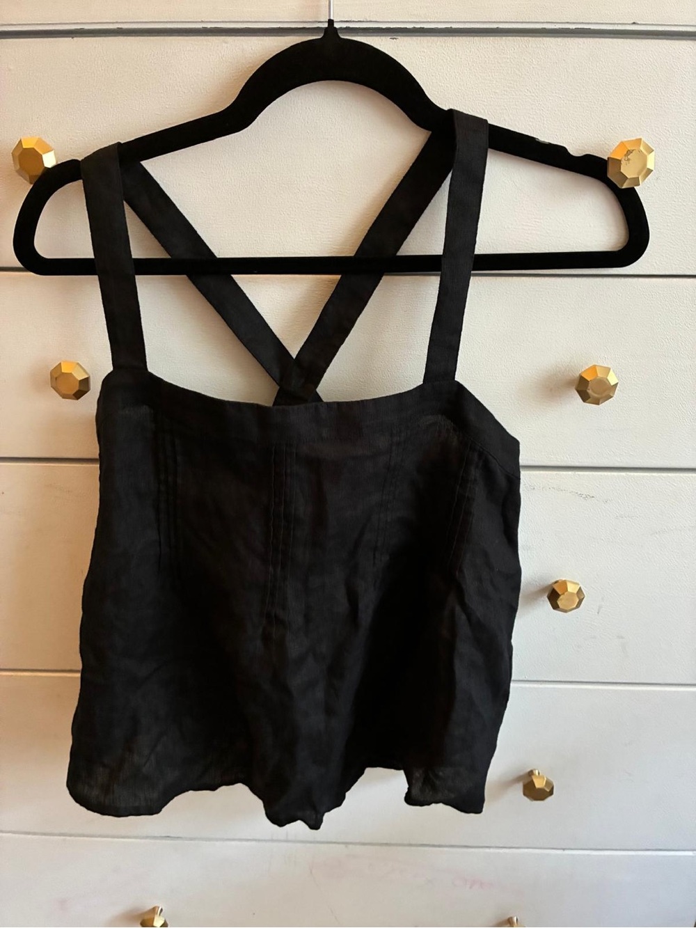 J.Crew Black Strappy Linen Tank Top